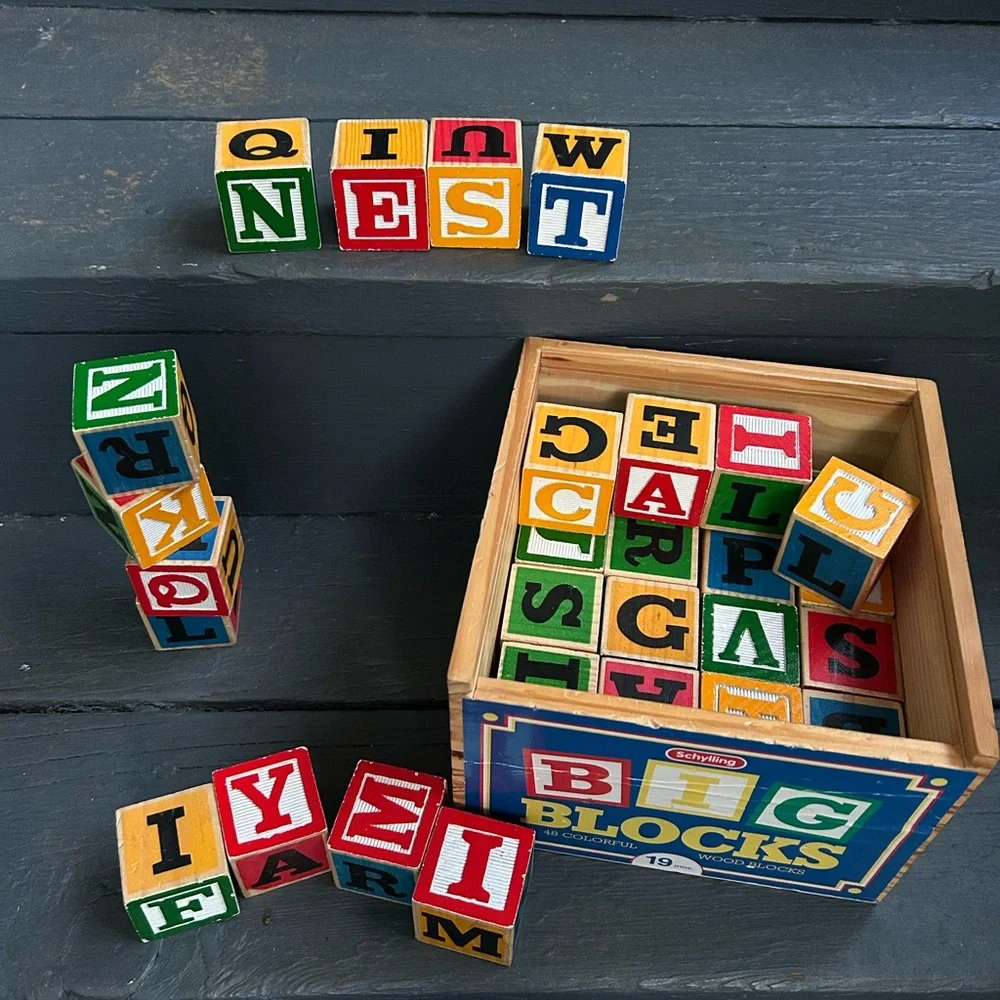 SCHYLLING. Big Blocks 48 Played with ABC's 1"5/8 in.  Wood Case. - Picture 5 of 7